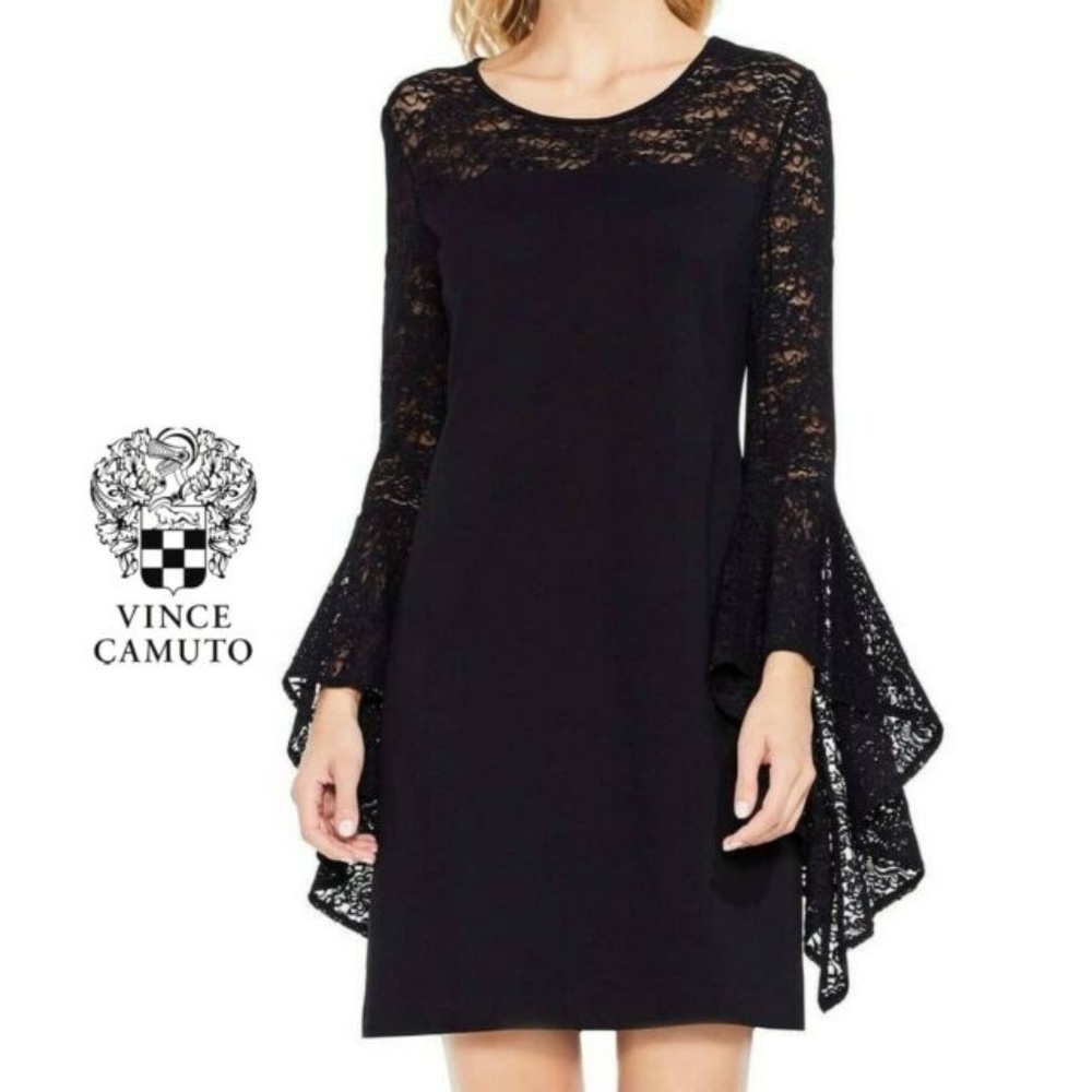 NWT Vince Camuto Bell Sleeve Lace Yoke Dress 10